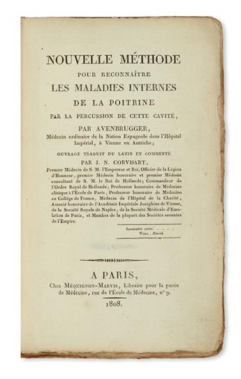 MEDICINE  AUENBRUGGER, LEOPOLD. Nouvelle Méthode pour reconnaître les Maladies Internes de la Poitrine.  1808
